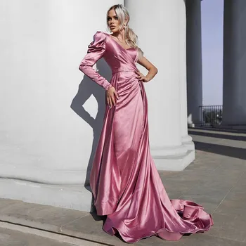 Простое Розовое Вечернее Платье Русалки 2022 с Разрезом по Бокам Для Женщин, Вечерние Платья Знаменитостей, Вечерние Платья de Soirée