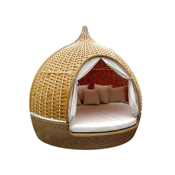 Индивидуальная кровать для отдыха на открытом воздухе, балкон во внутреннем дворе, круглая кровать, сплетенная из ротанга, проживание в семье на берегу моря, защита от солнца, кровать-гнездо в птичьей клетке
