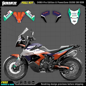 PowerZone для пользовательской графики команды, Фоны, наклейки, Комплект наклеек для мотоцикла KTM 19-22 790ADV ADV-R 007