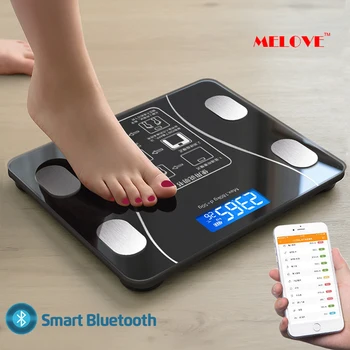 Bluetooth-весы Fat Smart Electronic BMI, точный анализатор состава ИМТ для мобильного телефона, напольные весы со светодиодным цифровым дисплеем