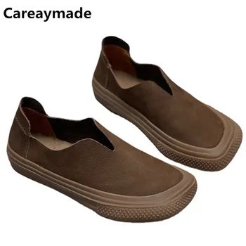 Careaymade-Женская обувь из натуральной кожи, осенняя клоунская обувь в стиле ретро из воловьей кожи с низким верхом, удобная женская обувь на плоской подошве