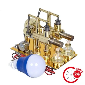 Двухцилиндровый двигатель Стирлинга Генератор Паровой двигатель Физический Эксперимент Научно-популярная Производственная игрушка-изобретение