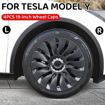4 Шт. Для Tesla Model Y Колпачок ступицы колеса Сменный 19-дюймовый колпачок с полным покрытием, Защитный чехол для колеса, Аксессуары 2023