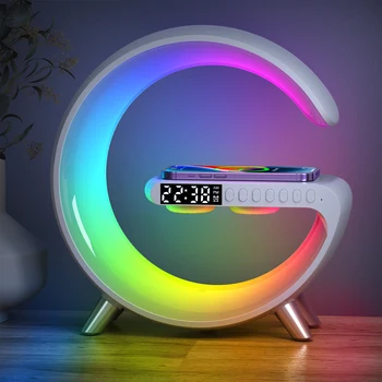 RGB Big G Настольная Лампа Bluetooth Динамик Приложение Управление Звукоснимателем Музыкального Ритма Часы Будильник Умный Дом Красочные Атмосферные Огни