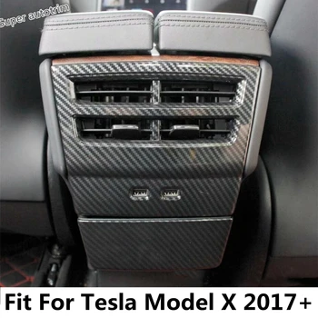 Автомобильный задний подлокотник коробка кондиционер AC вентиляционный выход Рамка Крышка отделка подходит для Tesla Модель X 2017-2020 ABS аксессуары для интерьера