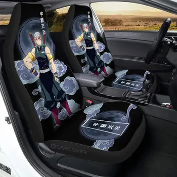 Чехлы для автомобильных сидений Tengen Uzui, изготовленные на заказ, аксессуары для интерьера автомобиля из аниме Demon Slayer, упаковка из 2 универсальных защитных чехлов для передних сидений