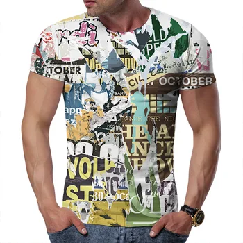 Мужская Тонкая футболка с круглым вырезом и коротким рукавом В стиле уличного граффити, процесс цифровой печати, четкий, изысканный, настраиваемый