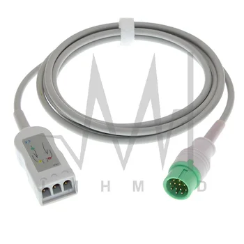 Магистральный кабель ЭКГ от 12 P до 3 выводов для Biolight AnyView A2/A3/A5/A6/A8 Q3/Q5/Q7/V6, монитор жизненно важных показателей, удлинитель в европейском стиле