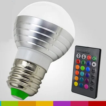 RGB Светодиодная лампа AC85-265V 3 Вт E27 E14 GU10 Светодиодная 16 Цветная Лампа Сменная Лампа многоцветная с Дистанционным Управлением Светодиодное Освещение