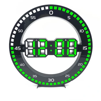 Бесшумные 3D Цифровые Круглые светящиеся светодиодные настенные часы-будильник с календарем, термометром температуры для украшения дома в гостиной