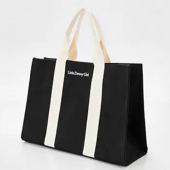 Модная Черная сумка-тоут, холщовые сумки для женщин, Переносная сумка для покупок, холщовые сумки-тоут на молнии