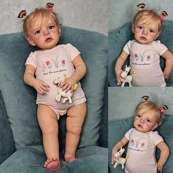 24-дюймовая Кукла Sandie для новорожденных девочек-малышей, уже окрашенная, Готовая Реалистичная Кукла Reborn baby Soft Touch 3D Skin Art