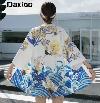 Женская рубашка Crane Street Ins, модная солнцезащитная одежда, Японское Кимоно в стиле Харадзюку, Кардиган, Мужская Юката, Азиатский Костюм Самурая