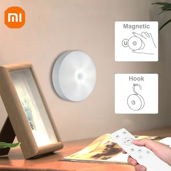 Ночник Xiaomi светодиодный с датчиком движения, перезаряжаемый USB-настенный светильник, батарея 400 мАч для освещения прикроватной тумбочки в спальне, кухонного шкафа