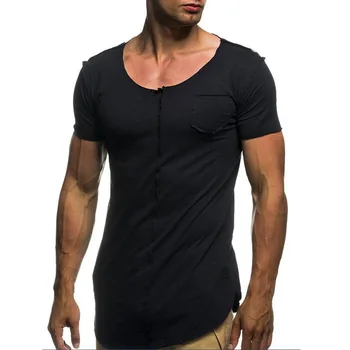 A1461, летние новые мужские футболки, однотонные, тонкие, трендовые, повседневные, с короткими рукавами