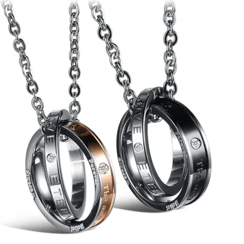Парное ожерелье из титановой стали, женская/мужская подвеска в виде круга со свободной цепочкой GX832