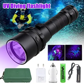 395нм УФ-фонарик для дайвинга D2, фиолетовый свет для подводного плавания, фиолетовый свет для подводного ультрафиолетового фонаря, Водонепроницаемый фонарик для погружения