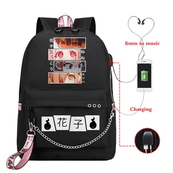 Школьный рюкзак Ханако в стиле Аниме, Женские, Мужские Рюкзаки для ноутбуков, USB, Школьные сумки Манги, Подростковая сумка для книг для студентов колледжа, Mochilas