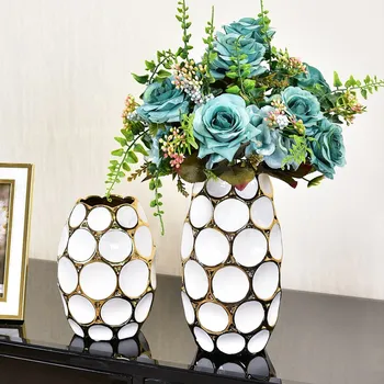 Современная легкая роскошная ваза для гостиной, цветочная композиция, европейский креативный керамический декор из сушеных цветов, имитация цветочного оформления
