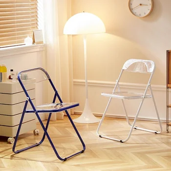 Прозрачный складной стул в скандинавском стиле, Обеденный стул из акрилового пластика, хрустальный стул, Стулья для фотографий, Портативный складной стул