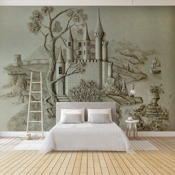 Настенная роспись на заказ, архитектура в европейском стиле, 3D рельефный Золотой замок, настенная живопись, спальня, гостиная, бумага для декора стен