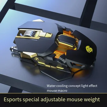 Механическая игровая мышь, 8 клавиш, проводная мышь с цветной подсветкой Высокой четкости, 6400DPI, подходит для ноутбуков