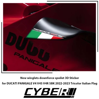 Новые винглеты прижимной силы spoilet 3D Наклейка для DUCATI PANIGALE V4 V4S V4R SBK 2022-2023 Трехцветный Итальянский Флаг