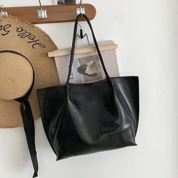 Простая большая сумка, новая большая сумка, модная женская сумка-мессенджер из искусственной мягкой кожи, портативная большая сумка на одно плечо