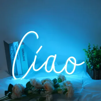 Неоновая вывеска Ciao Neon Flex, Светодиодная неоновая вывеска, Светодиодный Логотип, Изготовленная на заказ Неоновая Вывеска, Украшение стен в комнате на французском языке, неоновый свет