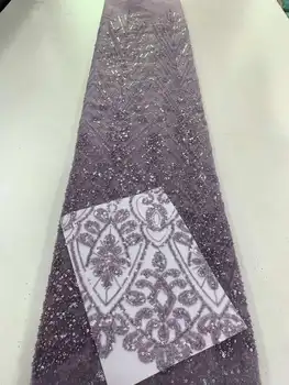 Африканская кружевная ткань 2023, Высококачественная вышивка, Блестки для Жениха, 5 ярдов кружева для нигерийского свадебного платья