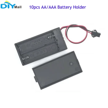 10ШТ Держатель батареи 3V AA/AAA, Чехол для хранения, коробка, Слот для 2 ячеек, Проводной выключатель включения/выключения с соединительным кабелем SM2.54-2P