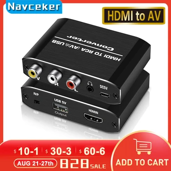 Navceker HDMI-совместимый конвертер RCA AV/CVSB L/R Video Box HD 1080P 1920*1080 60Hz HDMI2AV Поддержка NTSC PAL Выход HDMI AV