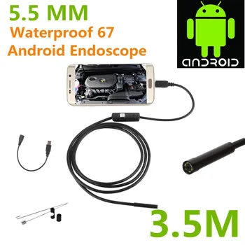 Эндоскоп Бороскоп USB Android Инспекционная Камера HD 6 LED 5,5 мм Объектив 720P Водонепроницаемая Автомобильная Трубка Endoscopio мини-Камера 3,5 М