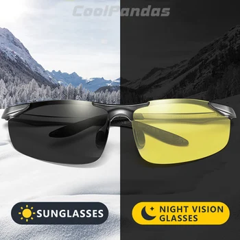 Алюминиево-магниевые Фотохромные поляризованные солнцезащитные очки, Мужские Очки для вождения, Очки для водителей дневного и ночного видения, Oculos De Sol Masculino