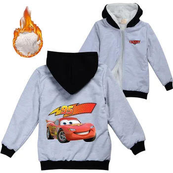 Disney Pixar Cars Lightning McQueen Теплая Зимняя куртка Для Мальчиков и Девочек на Молнии, Детское Пальто, Утепленный Свитер, Детская Верхняя Одежда