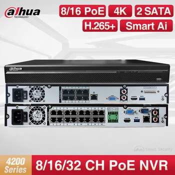 Dahua 8/16/32 Канальная IP-камера Системы безопасности 8/16 PoE Smart 4K NVR NVR4208-8P-4KS2/L NVR4216-16P-4KS2/L NVR4232-16P-4KS2/L Onvif