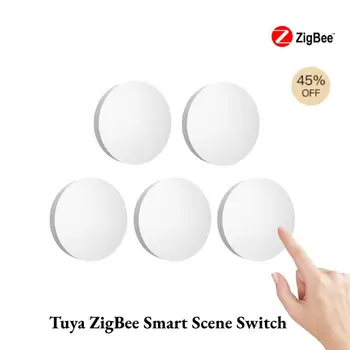 Tuya ZigBee Smart Scene Switch Беспроводной Мультисценировочный Интеллектуальный переключатель с питанием от батареи Автоматическая работа с устройствами Smart Life Zigbee