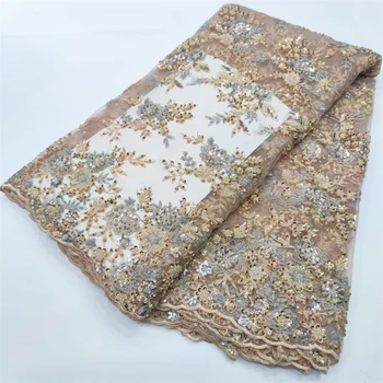 2022 Элегантная Кружевная ткань с бисером и пайетками, Высококачественная кружевная ткань с сеткой в нигерийском стиле с вышивкой для свадебных платьевyyy95