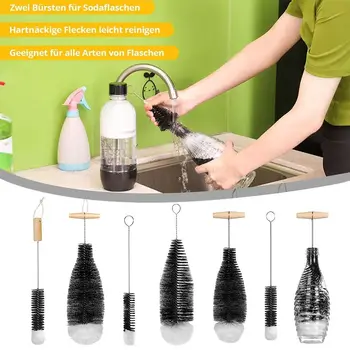 Инструмент для чистки кухни Щетка для бутылок с газировкой с ручкой из букового дерева, Очиститель стеклянных банок, щетка для чистки домашней кухни