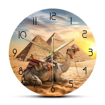 Животные Сахары, Закат, Верблюд в Пустыне, Настенные часы, Египетские Пирамиды, Египетская архитектура, Домашний Декор, Тихие Часы, Африка, Подарок для путешествий