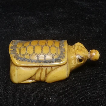 YIZHU CULTUER ART Древнекитайская ручная резьба Коллекция украшений из бутылочек с нюхательным табаком в виде черепахи, украшение стола, подарок Размером 6,9 см
