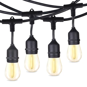 Наружные струнные светильники Светодиодные струнные светильники для патио с небьющимися пластиковыми лампочками для освещения беседки, перголы, бистро -Штепсельная вилка США