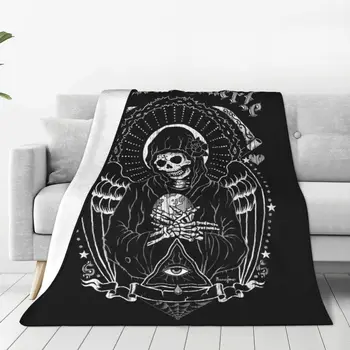 Одеяло с черепом Святой Смерти Санта Муэрте, Бархатное Одеяло Ужасов на Хэллоуин, Ультра-мягкие одеяла для путешествий в самолете, одеяло для спальни