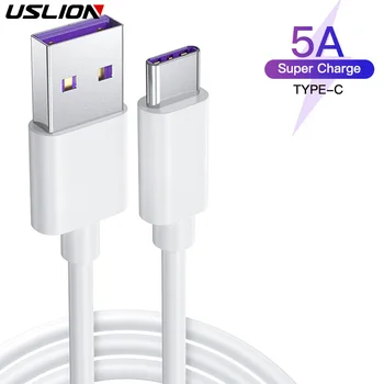 USLION 5A USB C Кабель Type-C Быстрая зарядка 3,0 4,0 Быстрая зарядка для Samsung S20 Honor V10 Super Charge Для Huawei P20 Проводной кабель