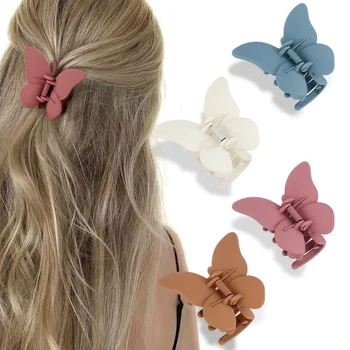 Летние Средние Матовые Заколки для волос с бабочками 2023 Новая Корейская Модная Милая Очаровательная Простая Шпилька Аксессуары для волос для женщин