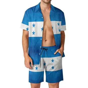 Гондурас Гондурасский флаг, Национальный флаг Гондураса, Мужской пляжный костюм, Графический винтажный костюм из 2 предметов, Винтажный костюм для плавания, Размер Eur