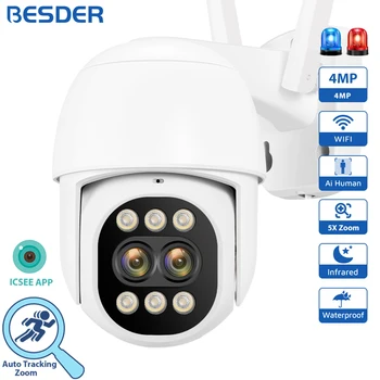 BESDER 4MP PTZ IP-камера 5x Цифровой Зум Ночного Видения 2K Наружная Защита безопасности Обнаружение Человека CCTV Wifi Камера Наблюдения