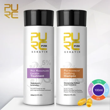 PURC Professional Кератиновое средство для восстановления волос, 5% Выпрямитель для волос, осветляющий шампунь для открытой кутикулы, эластичный и гладкий Уход за волосами