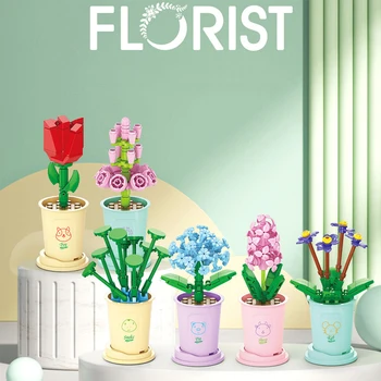 Букеты Собранные строительные блоки Цветочные композиции Игрушки Мелкие частицы Бессмертный Цветок Подарки на День Рождения