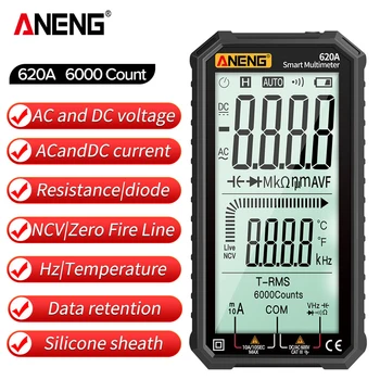Умный мультиметр ANENG 620A Pro, Измеритель напряжения переменного/постоянного тока, Мультитестер, Измеритель электрической емкости, Измеритель Температуры, Ом, Тестер Тока, Инструменты